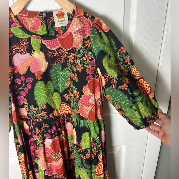 FARM Rio Black Fruit Floral Midi Dress in Multi S - Picture 4 of 8